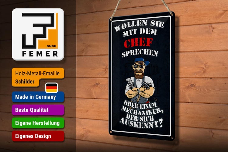 Blechschild Spruch 20x30cm Wollen Sie mit dem Chef sprechen