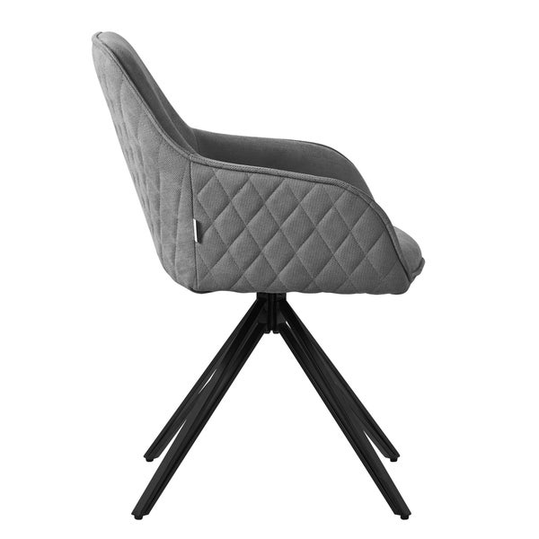 ML-Design Esszimmerstuhl drehbar aus Textil Webstoff, Grau, Wohnzimmerstuhl mit Armlehne & Rückenlehne, 360° Drehstuhl, Polsterstuhl mit Metallbeine, Ergonomische Sessel, Küchenstuhl Loungesessel