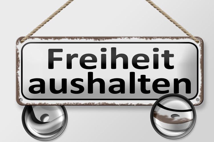 Blechschild Spruch 27x10cm Freiheit aushalten Dekoration