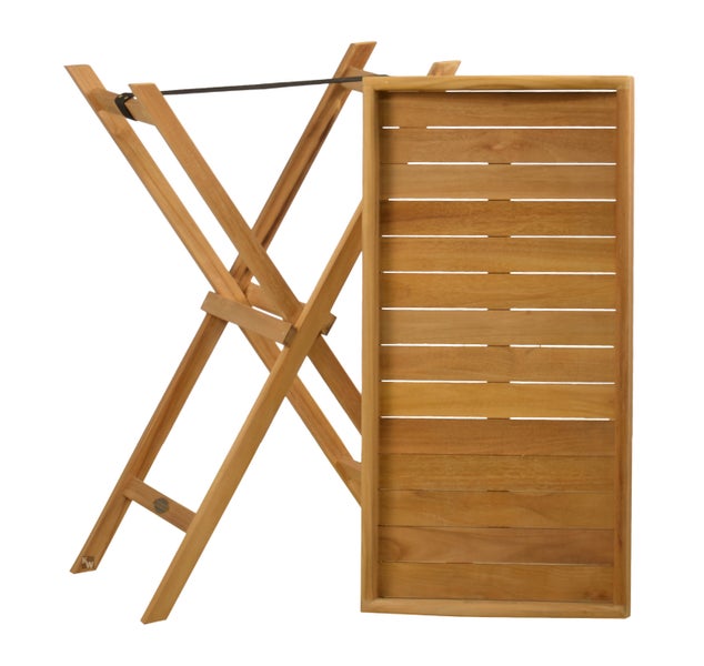 Teak Beistelltisch Serviertisch 70 x 38 cm mit abnehmbarem Tablett klappbar