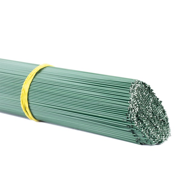 Bündel gerader, grün beschichteter Blumendraht für Garten und Floristik.