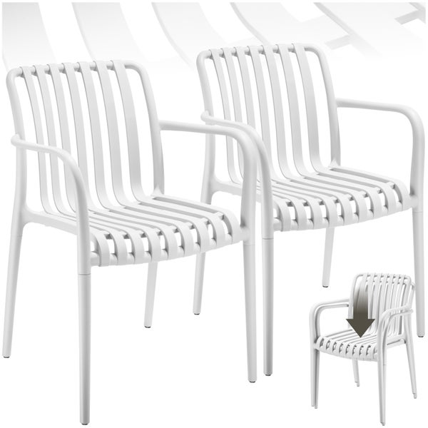 Gartenstühle tectake Alcudia 54,5 x 58 x 80,5 cm, Belastbarkeit 120 kg wetterfest und UV-beständig weiß