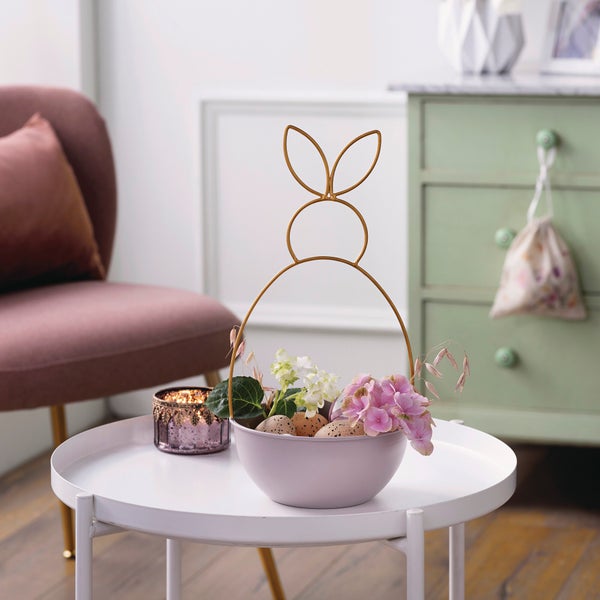 FRANK FLECHTWAREN | Schale Gold-Hase, METALL, 16,5 x 16,5 x 35 cm