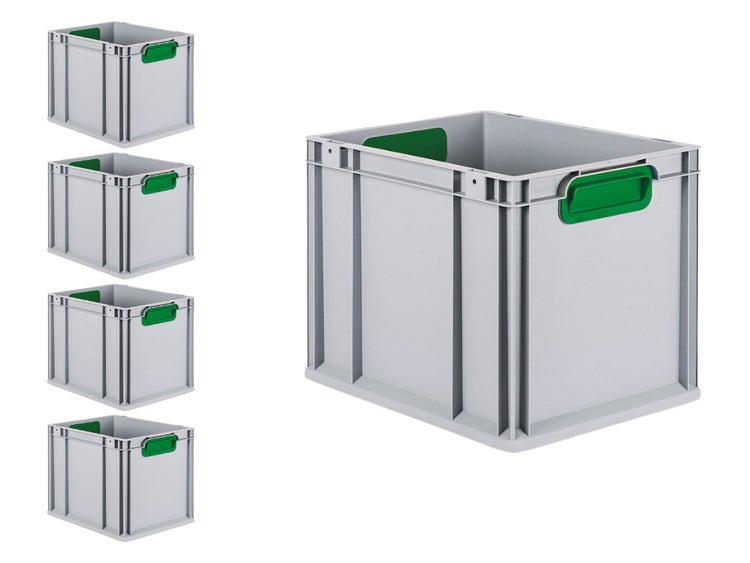 PROREGAL Spar Set 5x Eurobox Nextgen Color HxBxT 32 x 30 x 40 cm 30 Liter Griffe Gelb Geschlossen Glatter Boden Eurobehälter Transportbox
