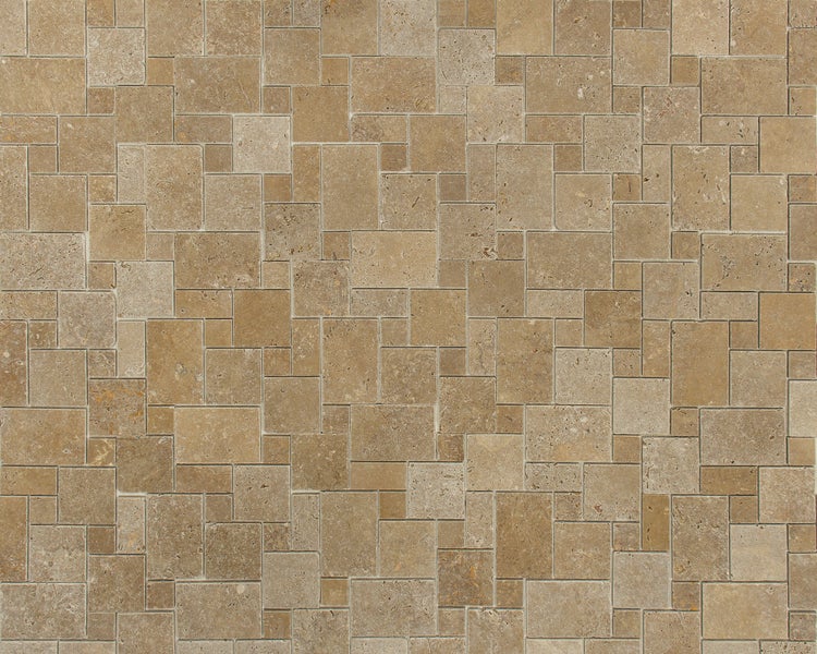 Wohnrausch Natursteinmosaik Travertin NOCE Mini Römischer Verband 35 x 35 cm, getrommelt, braun