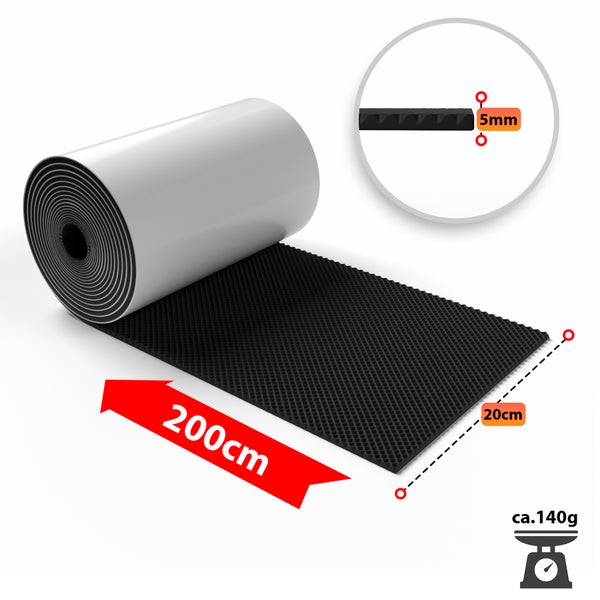 Antirutschmatte, circa 200 cm lang, circa 20 cm breit und 5 mm dick