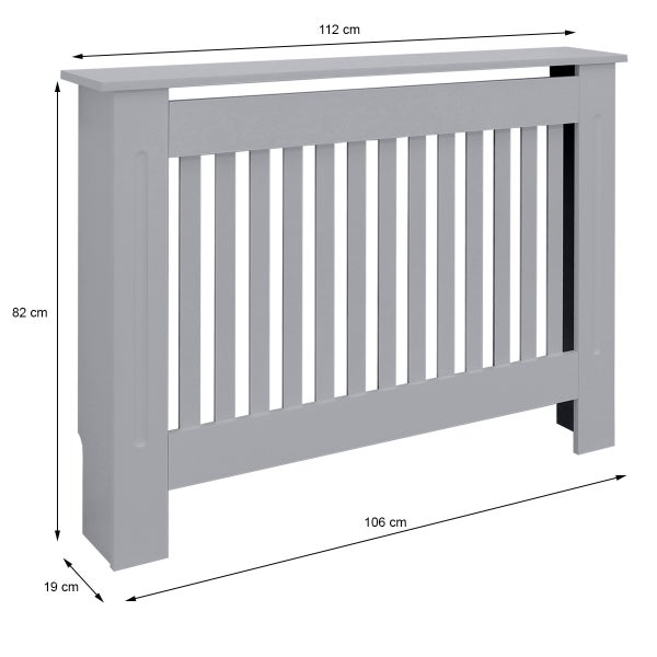 ECD Germany Heizkörperverkleidung Landhausstil 112x19x82cm, Grau, aus MDF lackiert, für Schlafzimmer, Wohnzimmer, Heizungsverkleidung Heizkörperabdeckung Heizungsabdeckung Heizung Heizkörper Abdeckung