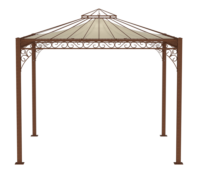 Pavillon ELEO Genua 3 x 3 m unbeschichtet - Edelrost | mit Sonnensegel ecru