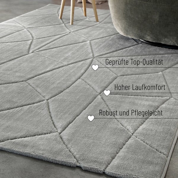 Kurzflorteppich Grau Unplugged WECONhome 120x170 cm