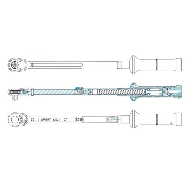 Darstellung eines Hazet Drehmomentschlüssels als technische Zeichnung.