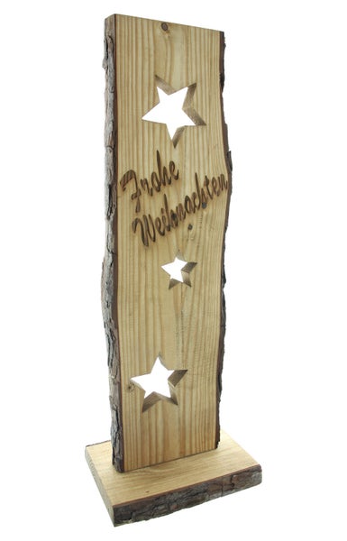 FRANK FLECHTWAREN | Holzsäule Frohe Weihnachten, 24 x 21 x 68 cm, HOLZ