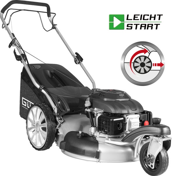 GÜDE Benzin-Rasenmäher Big Wheeler Trike 515 D | 4in1 mit Radantrieb, 51 cm Schnittbreite, 5 PS, Mulchfunktion, Seitenauswurf, 65 l Fangkorb, Leichtstart