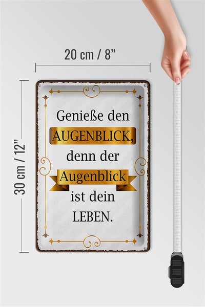 Blechschild Spruch 20x30cm genieße den Augenblick denn