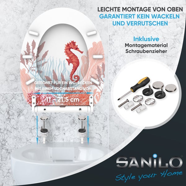 WC-Sitz mit Absenkautomatik & Top Fix Sea Horse