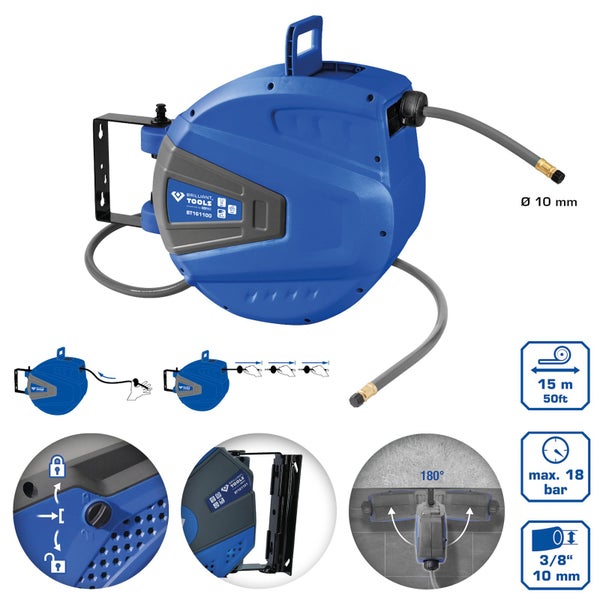 BRILLIANT TOOLS Automatischer Druckluftschlauch-Aufroller Ø 10 mm x 15 m - BT161100