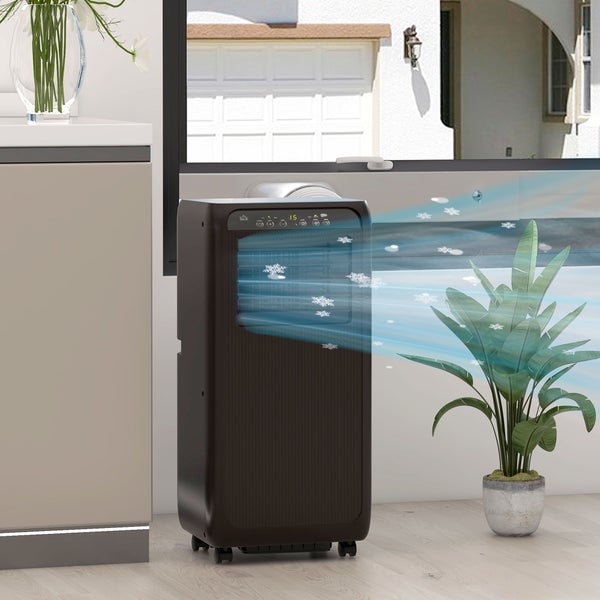 HOMCOM Mobile Klimaanlage, 3-in-1 Klimagerät mit Abluftschlauch, 9000 BTU/h(2600 W), mit LED-Anzeige, 33L x 28B x 68,5H cm, ABS-Kunststoff, Schwarz