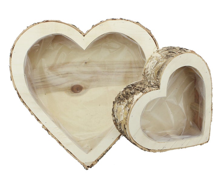 FRANK FLECHTWAREN | Pflanzherz Birke, 2er Set, HOLZ, Ø 21 x 5 cm, Ø 31 x 5 cm