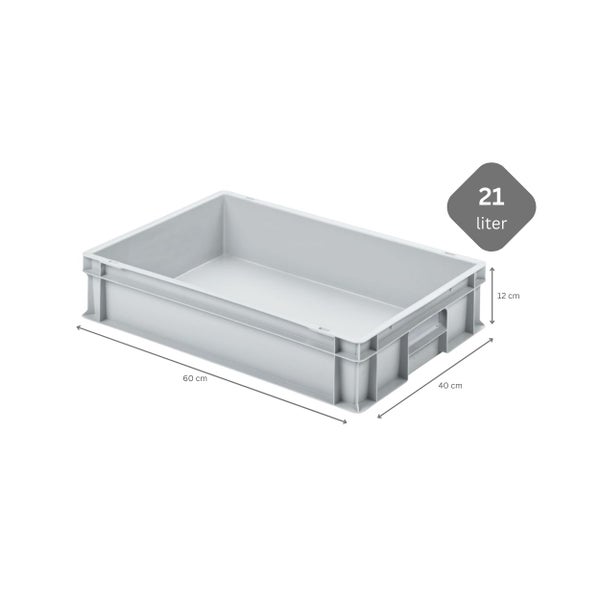 PROREGAL SuperSparSet 8x Eurobehälter mit Geschlossenem Griff und Scharnierdeckel HxBxT 12 x 40 x 60 cm 21 Liter Grau Eurobox Transportbox