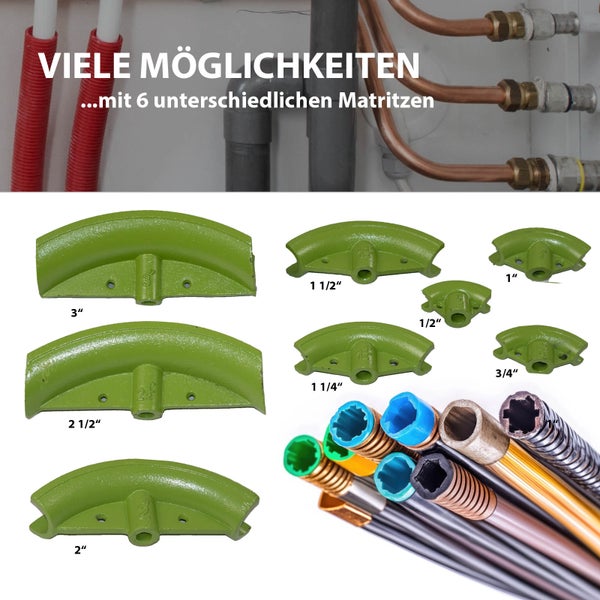 Rohrbiegemaschine hydraulisch 16t Presskraft 8 Matritzen 90° Biegewinkel Rohrbieger Rohrbiegegerät