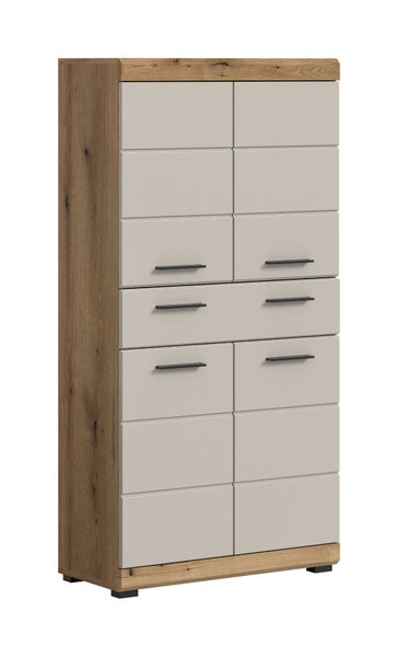 Holzschale mit Pfirsichmotiv auf der Innenseite.