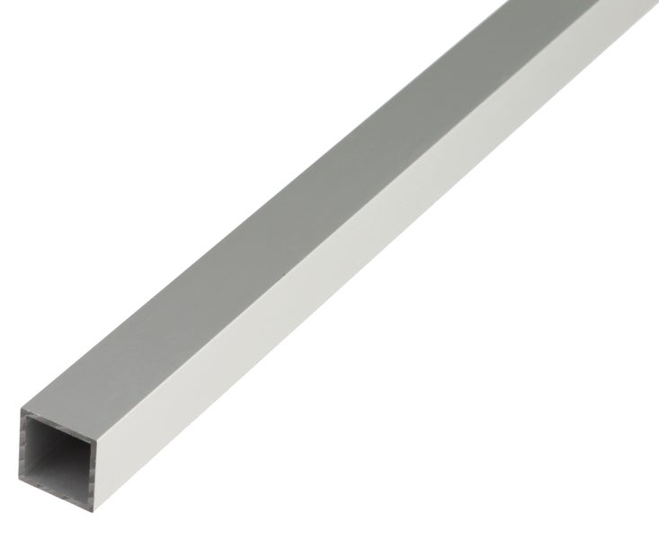 Quadratrohr aus Aluminium, ein gerades Profil für vielseitige Konstruktionszwecke im Handwerk und Heimwerkerbereich.