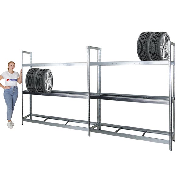 PROREGAL Mega Deal 2x Reifenregal Tiger XL HxBxT 200 x 180 x 45 cm Bis Zu 42 Reifen Verzinkt