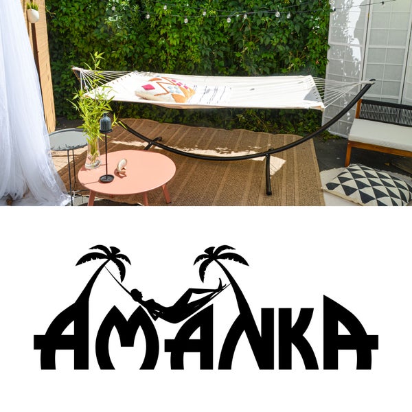 AMANKA Doppel Hängematte mit Gestell - 200x120 Garten Hängeliege - Outdoor Hängemattengestell Metall