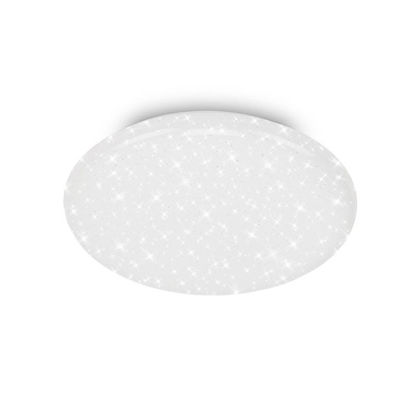 Runde LED-Deckenleuchte mit Sternenhimmel-Effekt aus Kunststoff.