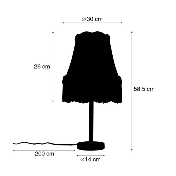 Klassische Tischlampe Messing mit Granny-Schirm rosa 30 cm - Simplo