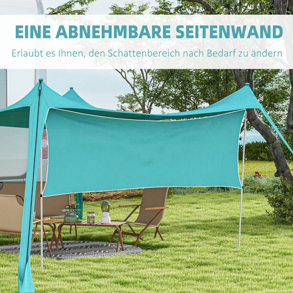 Outsunny Sonnenschutzdach, Sonnensegel Wasserdicht Wetterschutz mit Stahlstangen, für Camping, Reisen, Picknicks, 3 x 3 x 2 m, Polyammoniak, Stahl, Himmelblau
