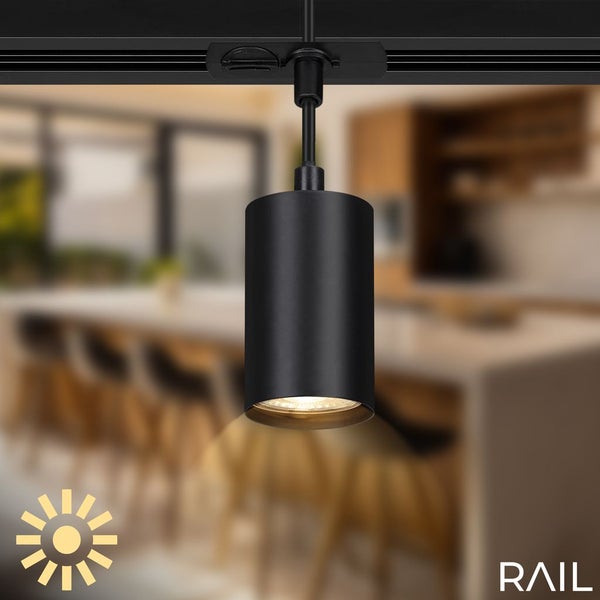 Briloner Rail Schienensystem, Komplettset, 4x LED Pendel, Dimmbar, Einspeisung, Schwarz, 1,5 m