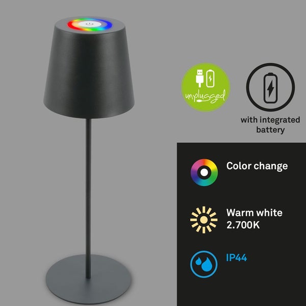 Tischlampe Akku Tischleuchte Kabellos Touch buntes RGB+W Licht höhenverstellbar