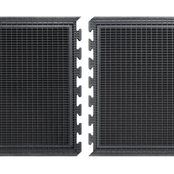 PROREGAL Anti-Ermüdungs-Gummifliesen 3er Set | BxL 240x70cm | Stärke 1,2cm | Schwarz | Anti-Rutsch, Matte, Bodenschutz