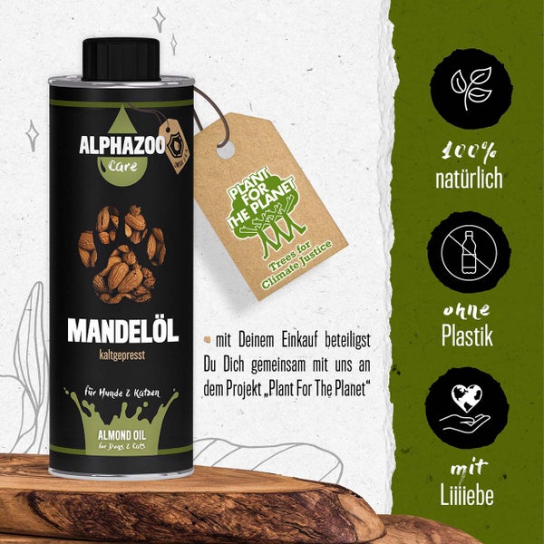 ALPHAZOO Premium Mandelöl 500ml für Hunde und Katzen