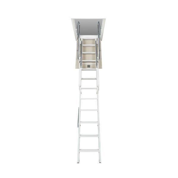 HandyStairs klappbare Dachbodentreppe – Dachbodenleiter aus Metall (RAL9003) – 70 x 100 cm – Höhe 275/290 cm