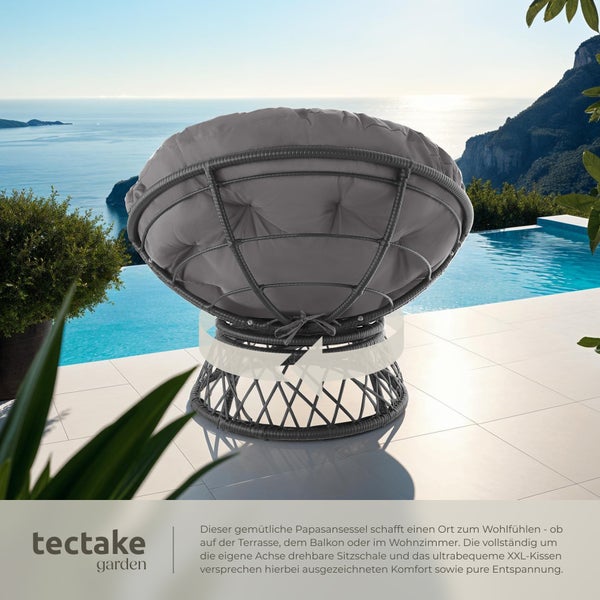 Rattansessel tectake Gargano 92 x 80 x 80,5 cm drehbar schwarz