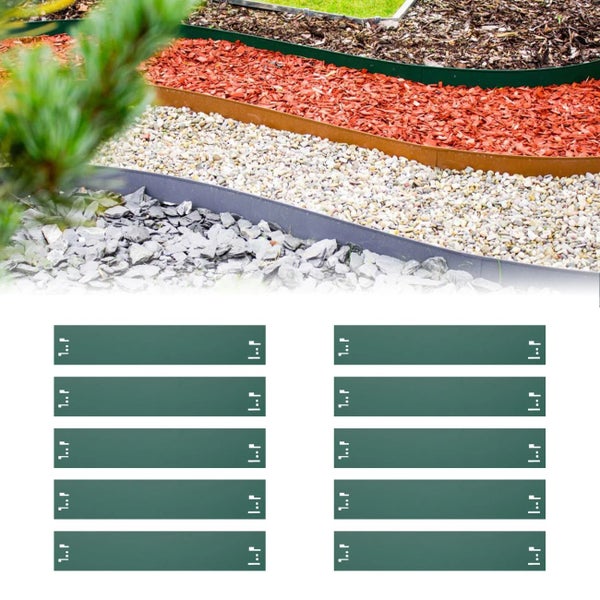 Beetbegrenzung aus Metall zur Gartengestaltung mit Kies, Mulch und Rasen