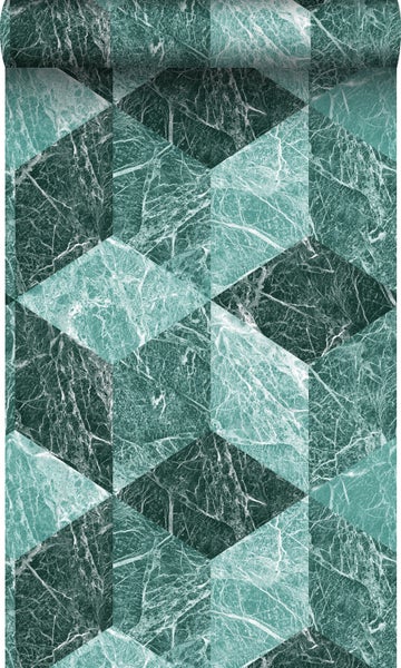 Origin Wallcoverings Tapete 3D Marmor Motiv Smaragdgrün - 53 cm x 10,05 m - 347319