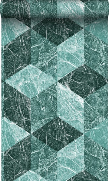 Origin Wallcoverings Tapete 3D Marmor Motiv Smaragdgrün - 53 cm x 10.05 m - 347319