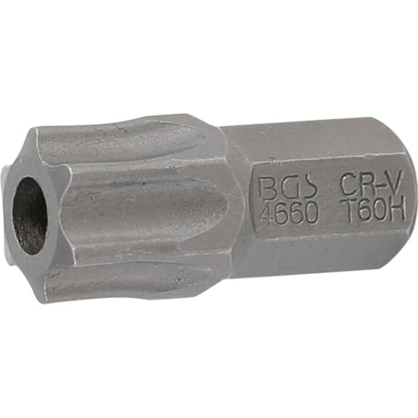 BGS Bit Länge 30 mm Antrieb Außensechskant 10 mm (3/8) T-Profil (für Torx) mit Bohrung T60 - 4660