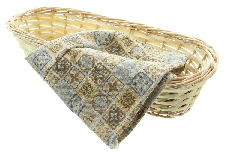 FRANK FLECHTWAREN | Füllkorb Mosaik, lang, HOLZSPAN, WEIDE, BAUMWOLLE, POLYESTER, 40 x 16 x 9 cm