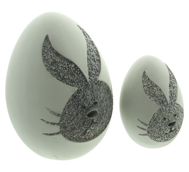 FRANK FLECHTWAREN | Ei Hase, 2er Set, POLYRESIN, 7 x 7 x 10,5 cm, 10,5 x 10,5 x 15,5 cm