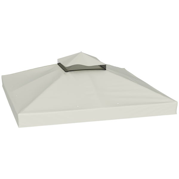 Outsunny Ersatzdach für Pavillon 3 x 3 m, wasserabweisend Pavillondach, Doppeldach Ersatzbezug für Gartenpavillon, Ersatzteile aus Oxford-Stoff, 370 g/m², Hellgrau