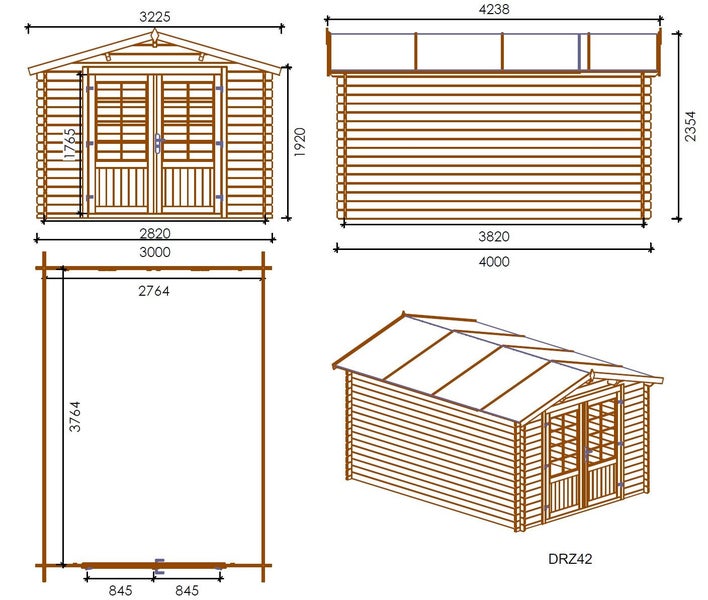 Gartenhaus, Gerätehaus 12m2 - 3x4m - 28mm
