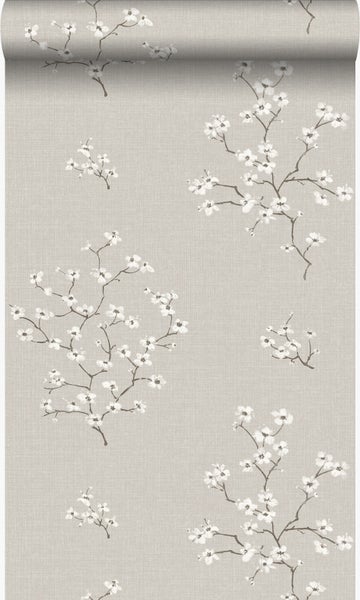 Origin Wallcoverings Tapete Blüte Taupe - 53 cm x 10,05 m - 346543