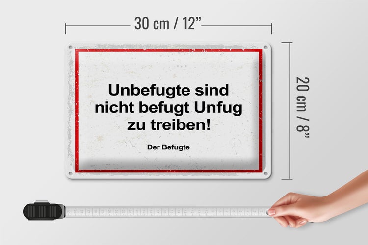 Blechschild Spruch Unbefugte sind nicht befugt Unfug 30x20cm