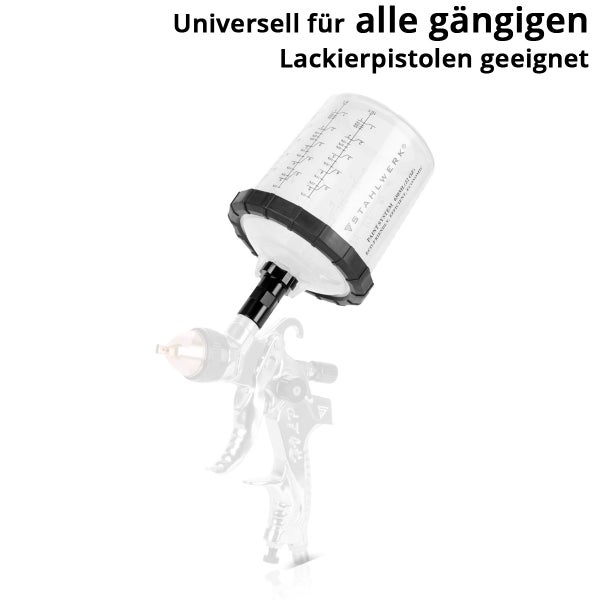 Farbspritzpistole mit universellem Farbbehälter