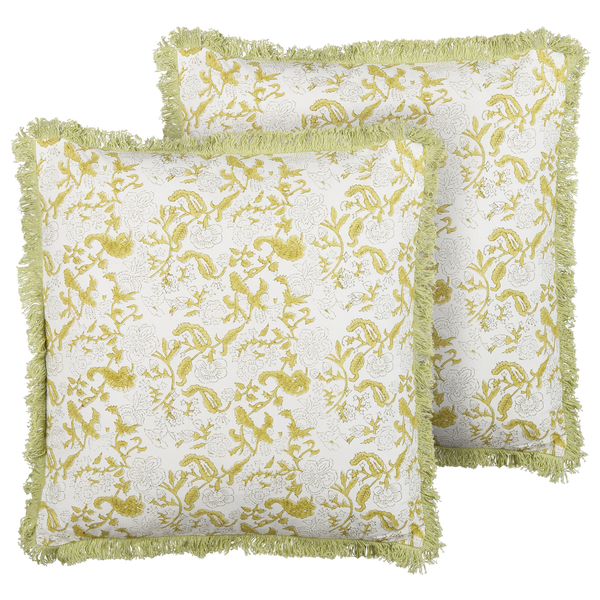Dekokissen 2er Set FILIX Baumwolle 45 x 45 cm Grün Blumenmuster