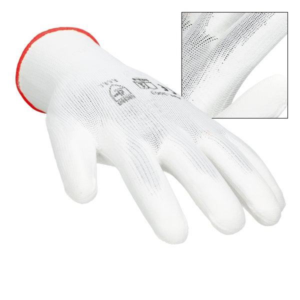 ECD Germany 72 Paar Arbeitshandschuhe mit PU-Beschichtung, Größe 7-S, Weiß, atmungsaktiv, rutschfest, robust, Mechanikerhandschuhe Montagehandschuhe Schutzhandschuhe Gartenhandschuhe Handschuhe