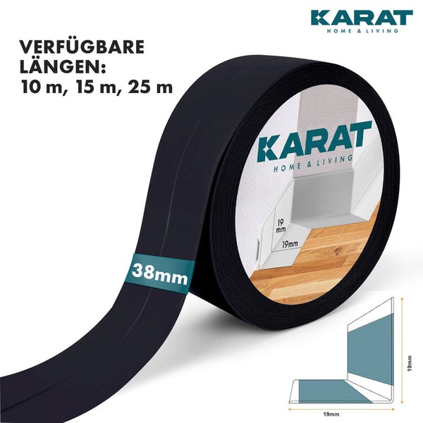 FLOORDIREKT Weichsockelleiste Riga - Selbstklebend & Flexibel - Knickleiste - Schwarz - 25 m
